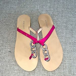 Nine West Sandals, flat, size 7.5, bright pink, like new.
